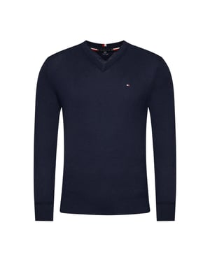 Tommy Hilfiger Heren Sweater Top Katoenmix V Hals (Marineblauw)