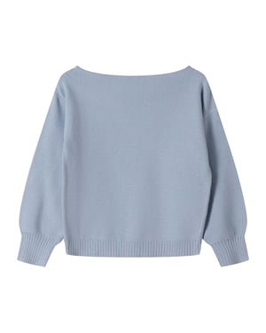 Minoti Gebreide meisjes trui met boothals (Blauw)