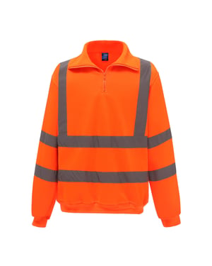 Yoko Heren Hi-Vis Sweatshirt met Kwartrits (Oranje)
