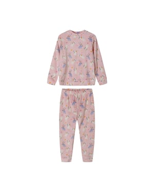 Minoti Meisjes Pyjama Set met Lange Mouwen Van Velours (Roze)