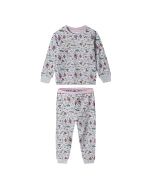 Minoti Pyjamaset met lange mouwen en all-over print voor meisjes (Grijs)
