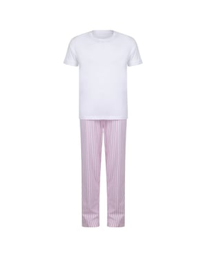 Towel City Pyjamaset met streepjes voor kinderen (Wit/Roze)