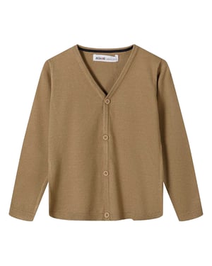 Minoti Effen fijn gebreid vest met knoopsluiting voor jongens (Beige)