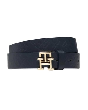 Tommy Hilfiger Dames/Dames Metalen Logo Varkensleren Riem (Marineblauw/Goud)
