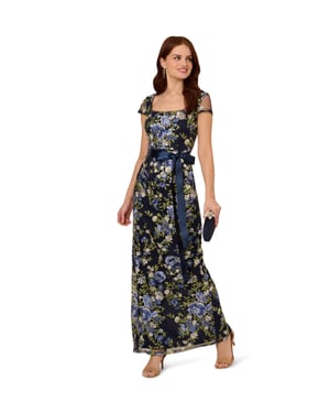 Cascading Floral Column Gown