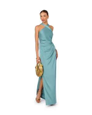 Stretch Satin Long Dress