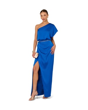 Stretch Satin Long Dress