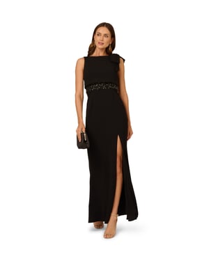 Crepe Popover Bead Gown