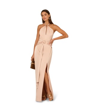 Stretch Satin Long Dress
