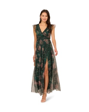 Print Tulle Maxi Dress