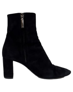 Saint Laurent Loulou Zip Ankle Boots in Black Suede