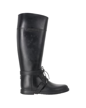 Givenchy kniehoge regenlaarzen met vetersluiting in zwart rubber