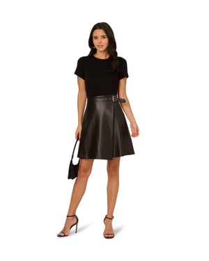 Ponte Faux Leather Dress