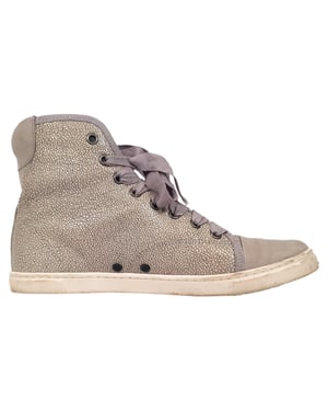 Lanvin hoge sneakers met textuur in beige leer