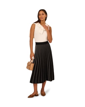 Pleated Pinstripe Skirt