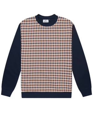 Aquascutum Active Club Check Crewneck Navy