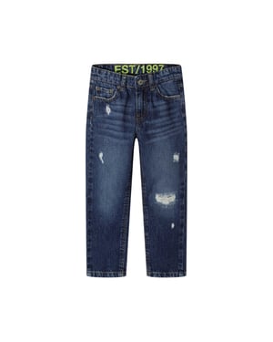Minoti Jongens Denim Gescheurde Jeans (Donkerblauw)