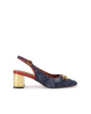 Kurt Geiger London Denim Kingsley Block Sling Heels