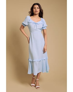Petite Lace Trim Collar Detail Midi Dress