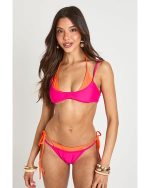 Double Layer Triangle Bikini Top And Tie Side Bikini Bottom