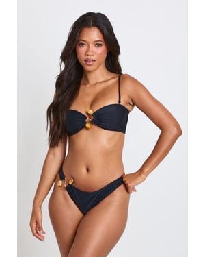 Trim Detail Plunge Top And Brief Bottom Bikini Set