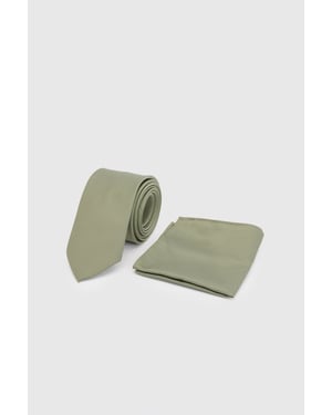 Khaki Plus & Tall Tie and Pocket Square