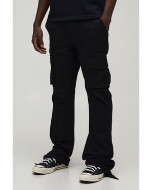 Straight Leg Flare Popper Detail Twill Cargo Trouser