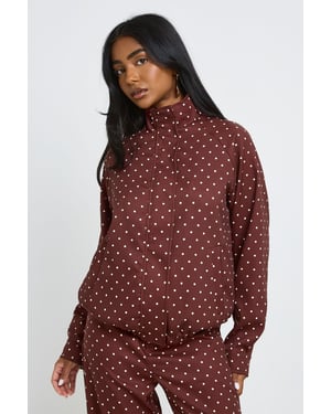 Polka Dot Funnel Neck Jacket