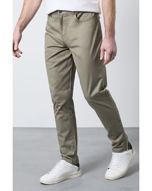 Khaki Smart Cotton Textured Slim Fit Jeans