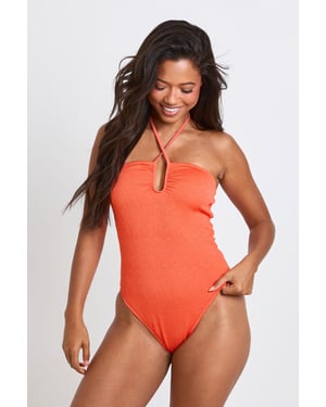 Halter Neck Ruched Detail Swimsuit