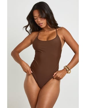 Hammered Disk Detail Strappy Swimsuit