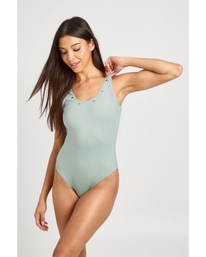Textured Eyelet Detail Scoop Swimsuit
