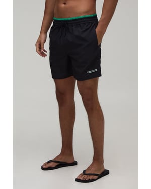 Contrast Double Waistband Mid Length Swim Short
