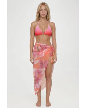 Floral Print Sheer Mesh Beach Sarong