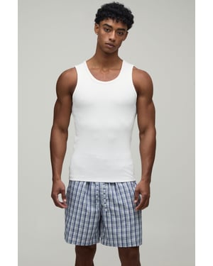 Ribbed Muscle Fit Vest & Baggy Fit Short Lounge Set