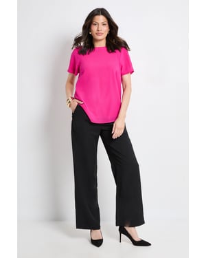 Button Detail Straight Leg Trousers
