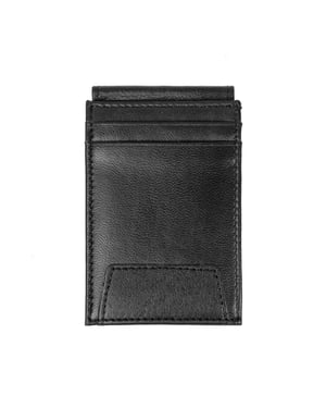 Men’s Genuine Leather RFID Card Holder, Black Slim Wallet with ID Window