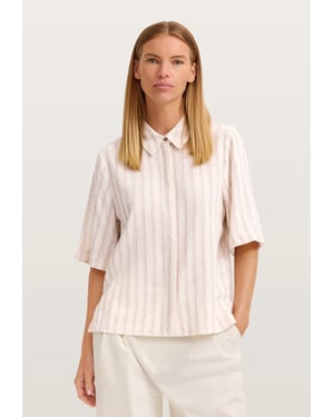 Bugatti Damen Blouse met korte mouwen, gestreept, met overhemdkraag