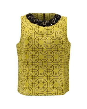 Marni Embellished Top in Yellow Wool