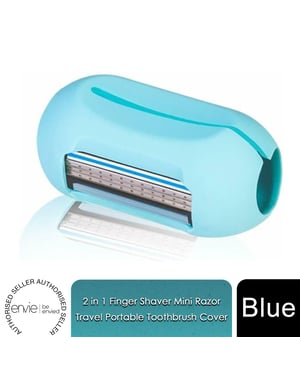 Envie 2 in 1 Finger Shaver Mini Razor Blue Travel Portable Safety Cover Compact