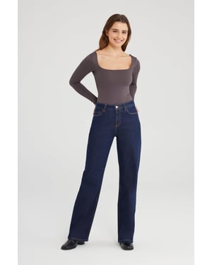 Nova jeans met middelhoge taille, normale lengte, 5 zakken, onbewerkt