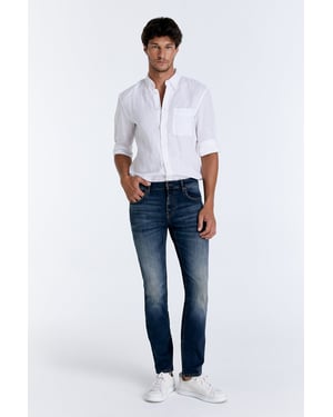 Lance jeans met middelhoge taille, normale lengte en 5 zakken, donkerblauw