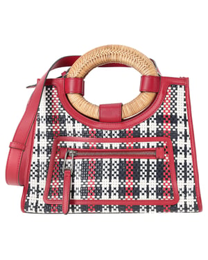 Fendi Runaway Rutig Shopper Tote-väska i Röd Lärft