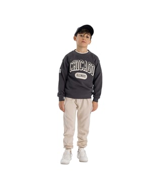 Minoti Joggingbroek met klein logo voor jongens (Beige)