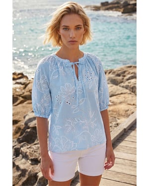 Floral Puff Print Gingham Tunic Top