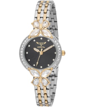 Invicta Wildflower 69096 Dameshorloge - Quartz Uurwerk - Metaal met Zwarte Wijzerplaat - 30 mm