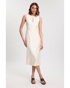 Tailored Satin Keyhole Cut Out Midi Dress