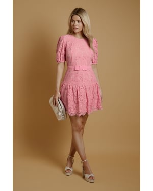 Lace Peplum Hem Mini Dress