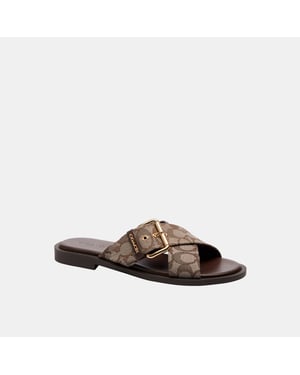 Crisscross Buckle Sandal In Signature Jacquard