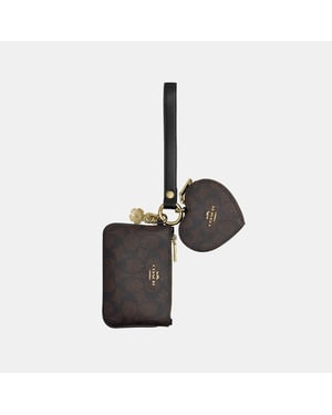 Wristlet And Heart Pouch In Signature Canvas With Charm